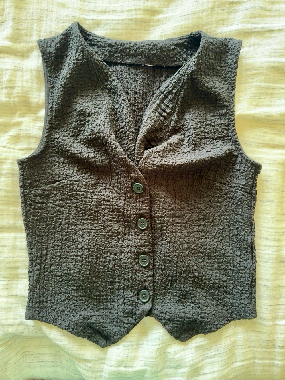 H&M Divided Textured Black Button Front Vest Top | Approx. XS